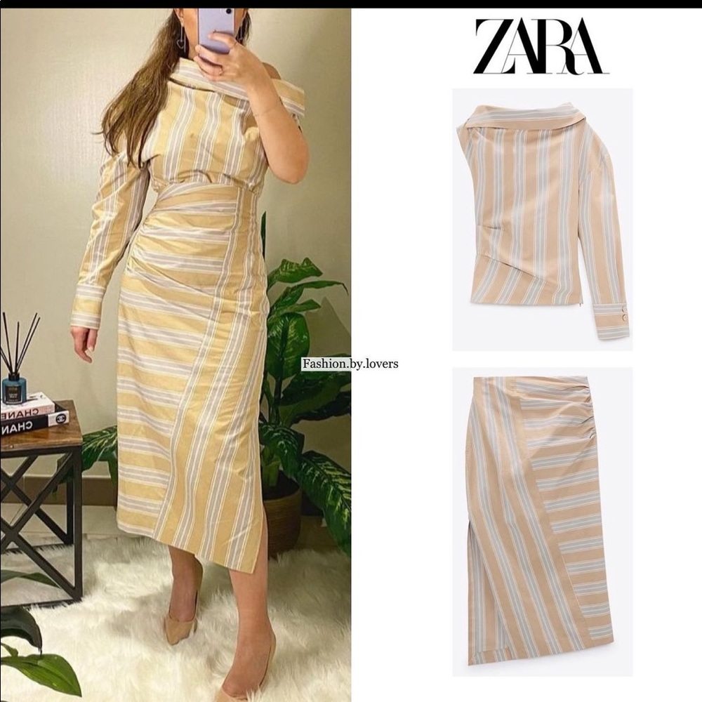 Zara matching coord skirt and asymmetrical top